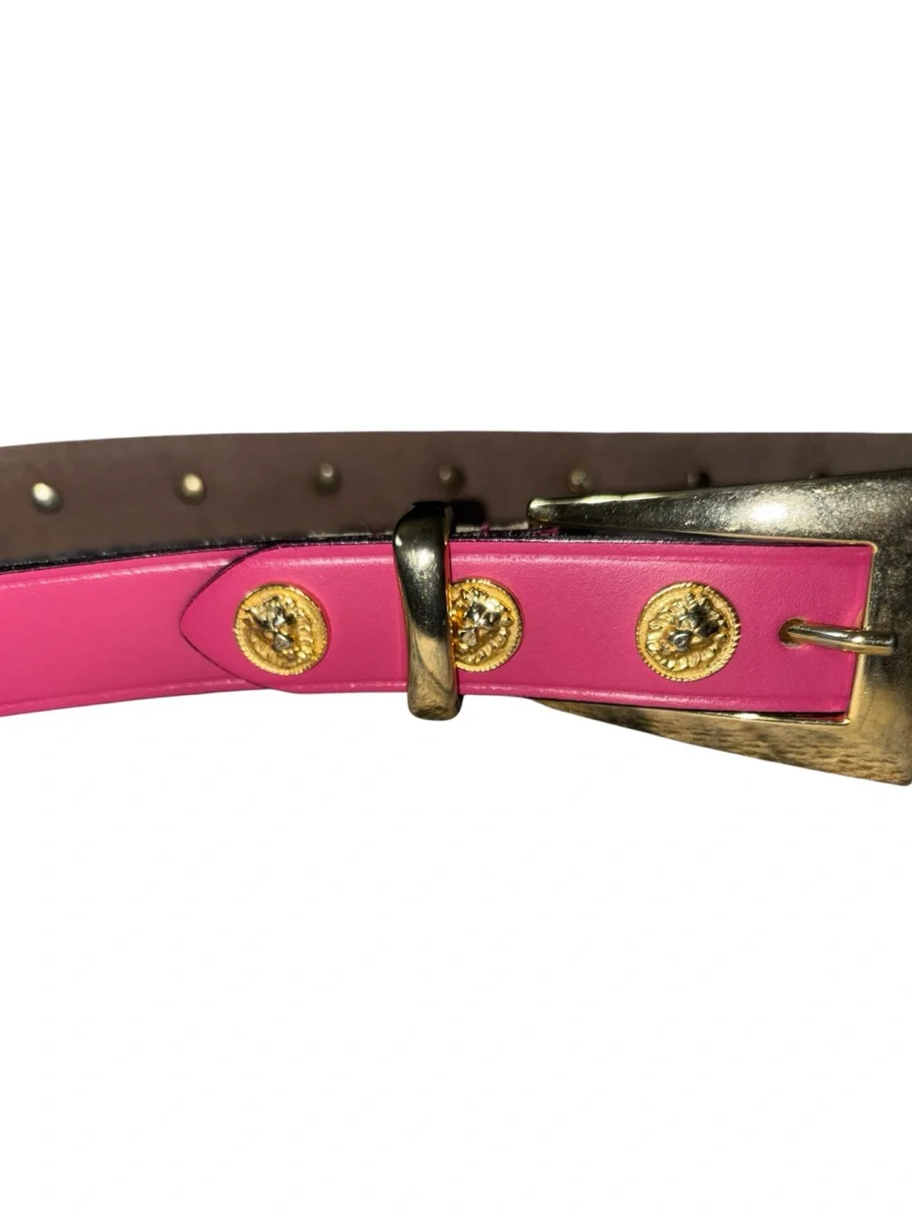 The Limited leather Pink gold coin Belt Size L